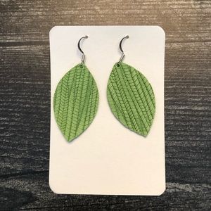 Light Green Leather “Petal” Earring NIP